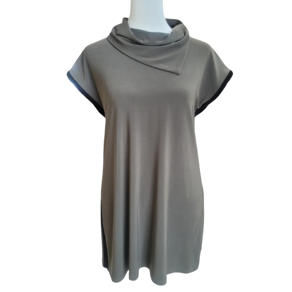 Chic Joseph Ribkoff Olive Cowl Neck Tunic Top Size 2 - Picture 3 of 10